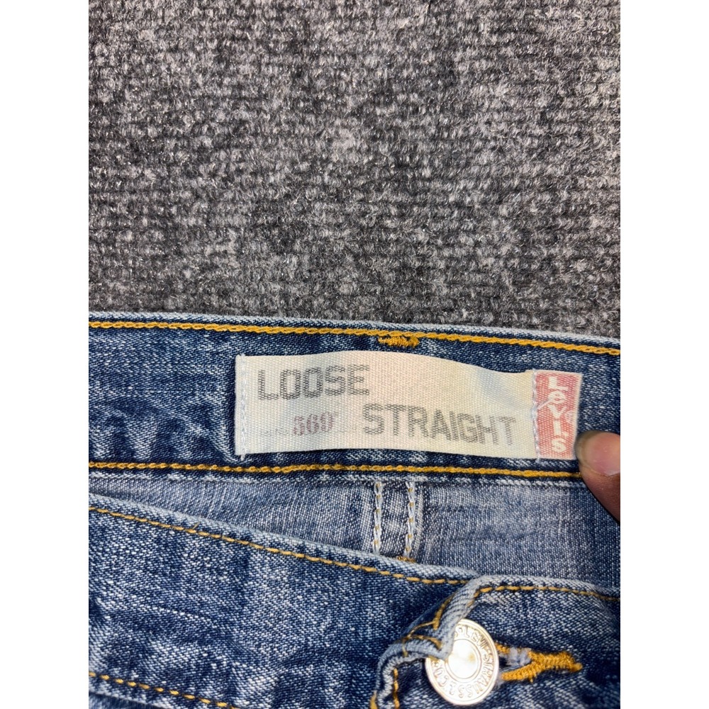 Levi's 569 Straight Jeans Men 38x34 Blue Denim Loose Fit Red Tab Double Stitch - Picture 2 of 10